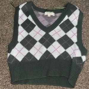 green plad sweater/vest